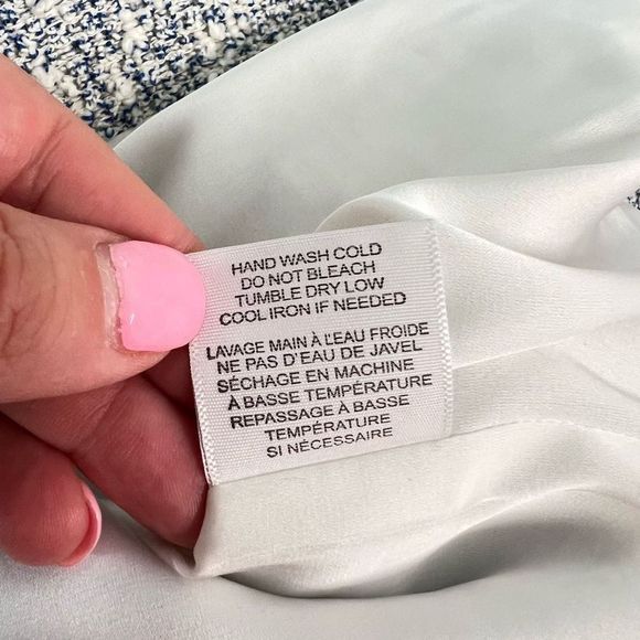 Joie Women's Hidden Zip-Up Tweed Long Sleeve Blue / White Moto Jacket Size L - Picture 12 of 13